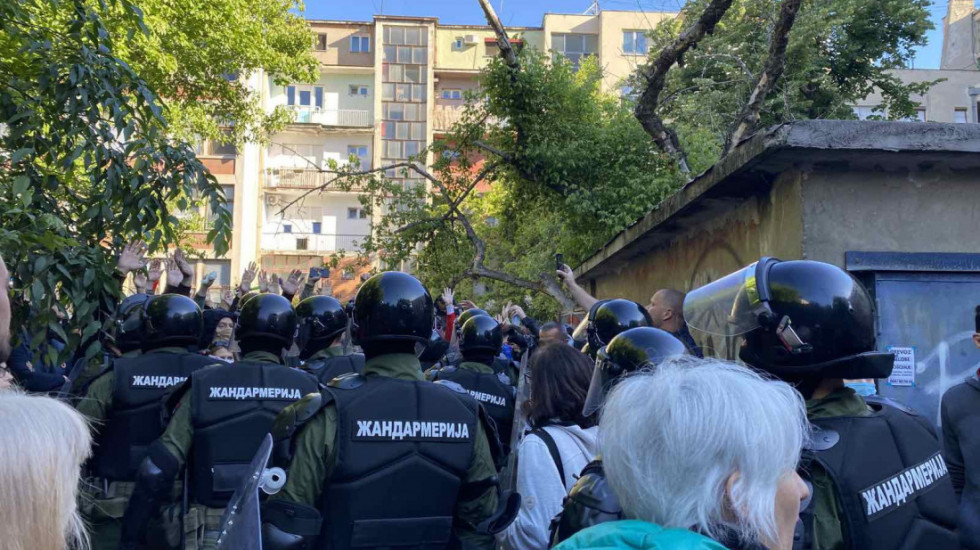 (FOTO/VIDEO) Protesti ispred suda u Novom Sadu i Nišu: Guranje građana i policije, biber sprej, privedena jedna osoba