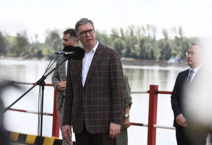 (FOTO/VIDEO) Predsednik Srbije obišao radove: "Most na Dunavu kod Petrovaradina biće otvoren pre kraja 2026. godine"