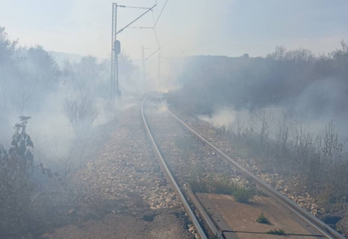 (FOTO) Požar kraj pruge u Brusniku zaustavio vozove između Zaječara i Negotina, izgorelo oko 400 pragova